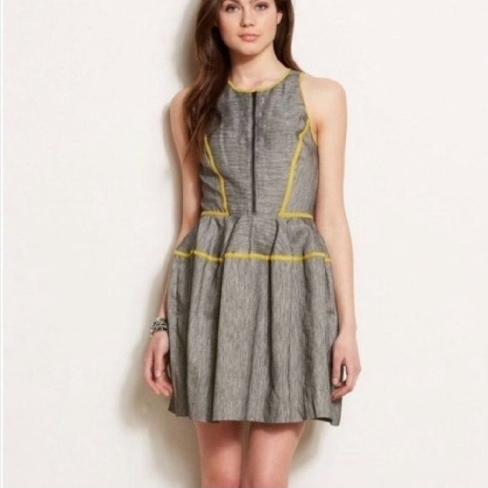 Armani Exchange - Fit and Flare grey mini dress with front zipper detail size 8